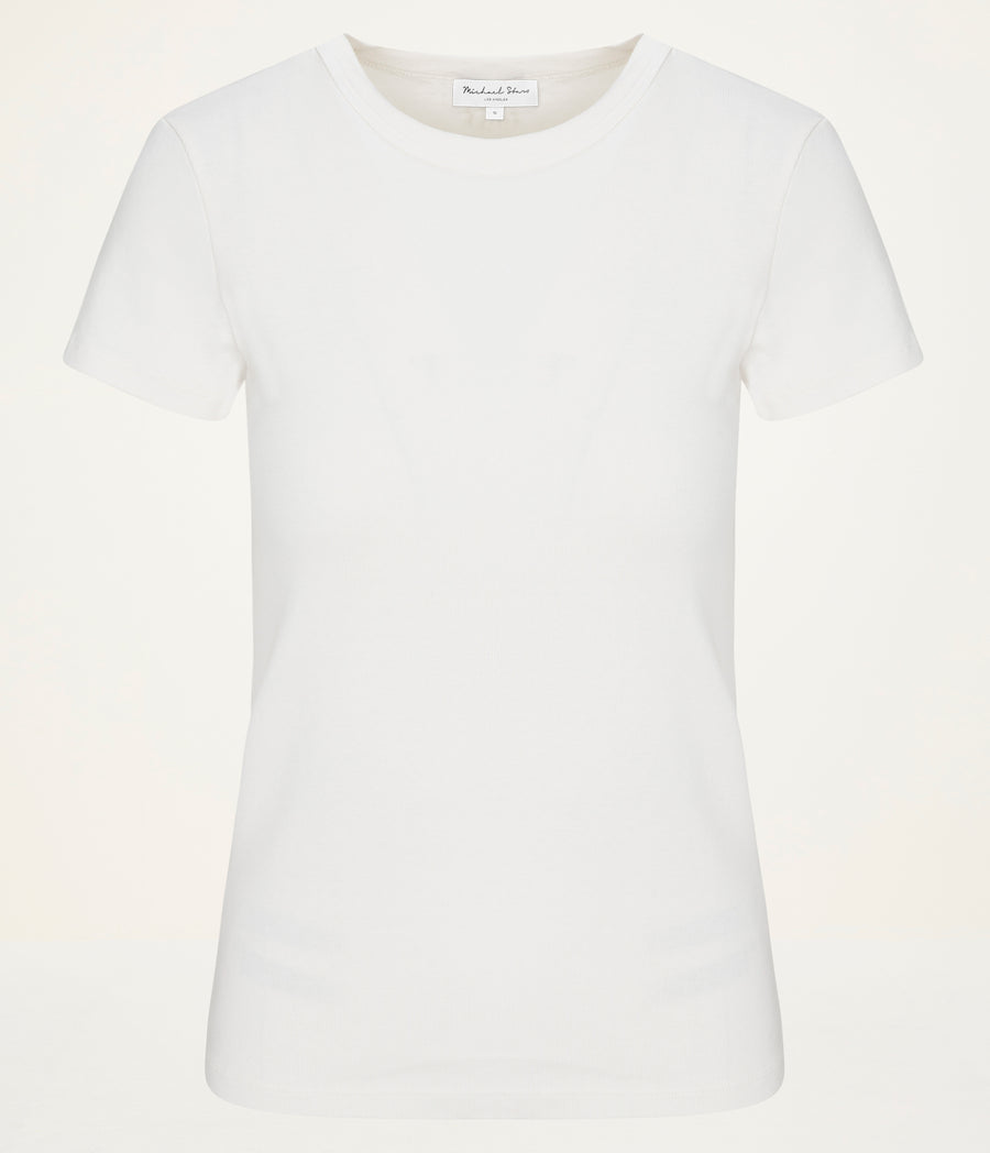 LEXY TEE in Chalk White Close Up View #CHALK