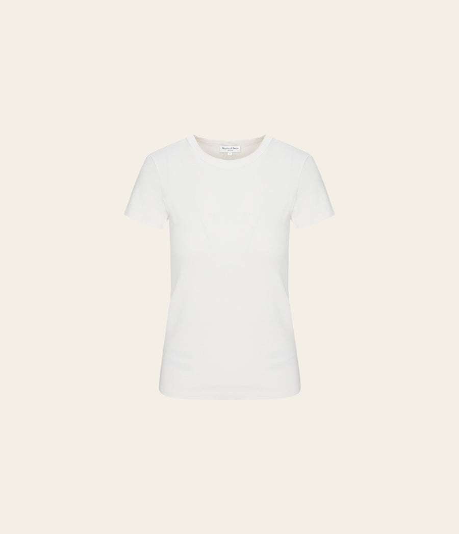LEXY TEE in Chalk White Close Up View #CHALK