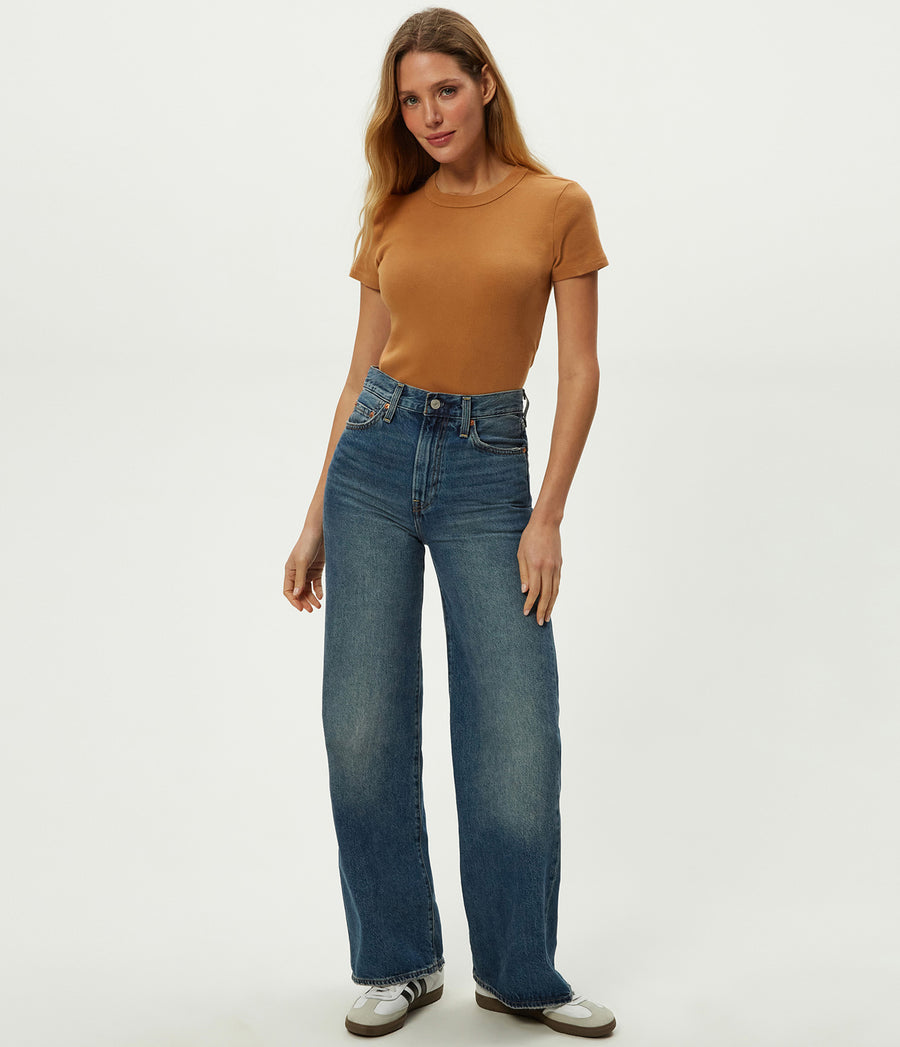 Lexy Tee in Cumin Brown Full Body View #CUMIN