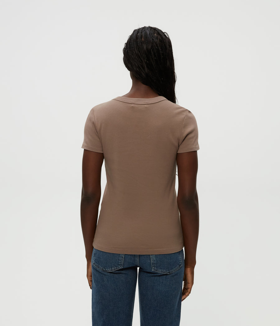 Lexy Tee in Cobblestone Brown Back View #COBBLESTONE