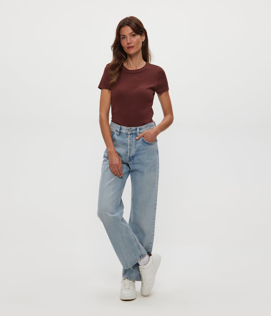 Lexy Tee in ESPRESSO Brown Full Body View #ESPRESSO