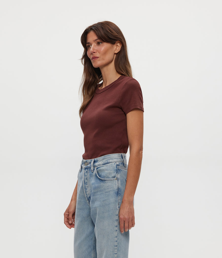 Lexy Tee in ESPRESSO Brown Side View #ESPRESSO