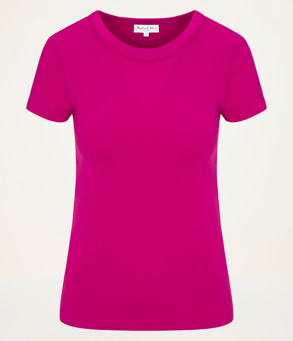 Lexy Tee in FRENCH ROSE RED Close Up View #FRENCH ROSE