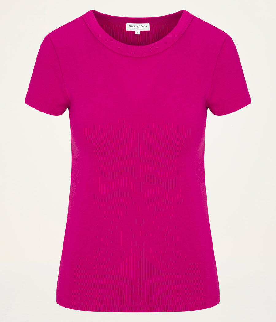 Lexy Tee in FRENCH ROSE RED Close Up View #FRENCH ROSE