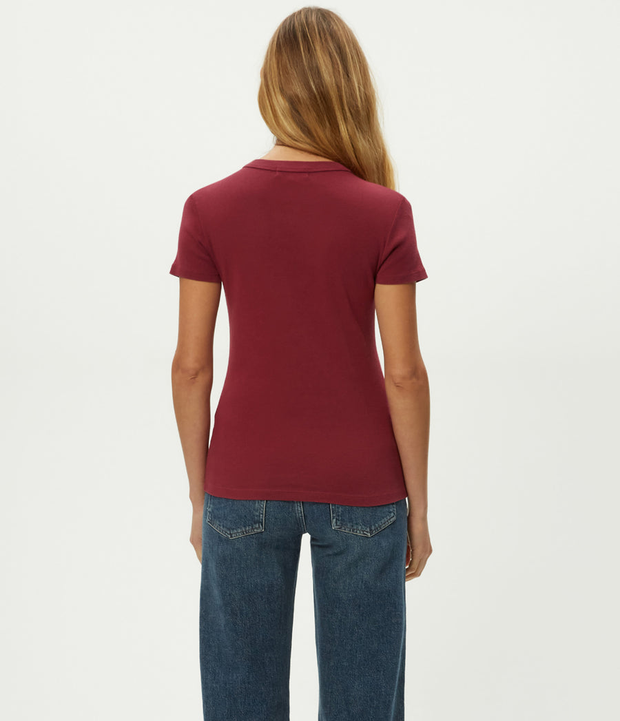 Mimi Cropped Tee in Garnet Red Back View #GARNET