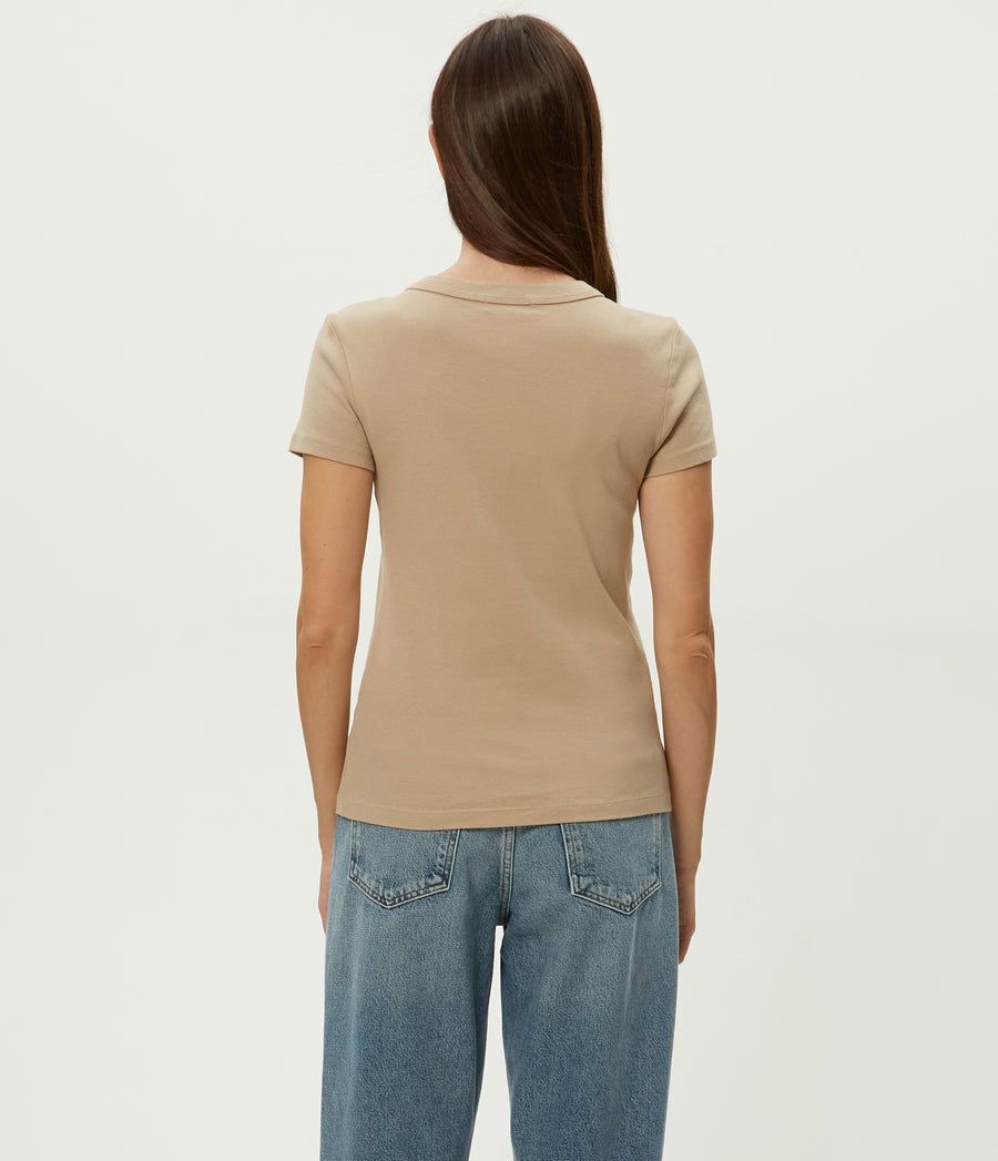 Lexy Tee in MACADAMIA Beige Back View #MACADAMIA