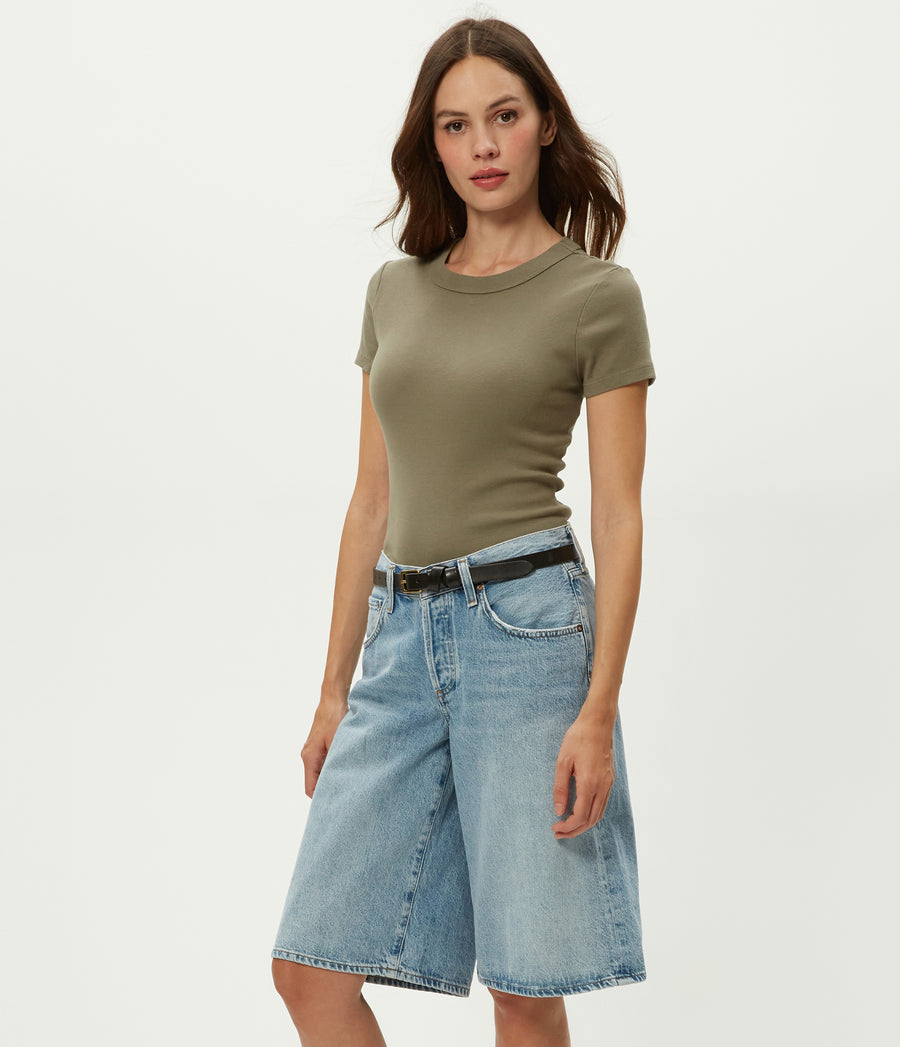 Lexy Tee in Olive Green Side View #OLIVE