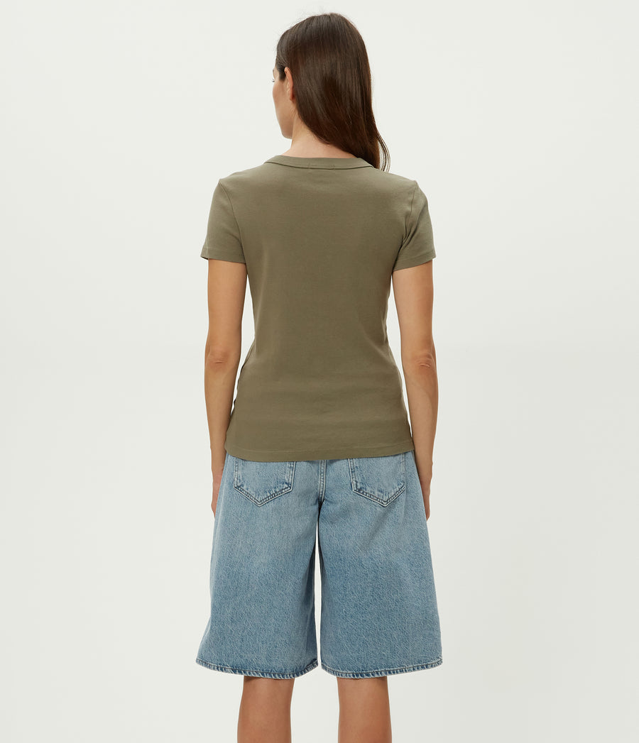 Lexy Tee in Olive Green Back View #OLIVE