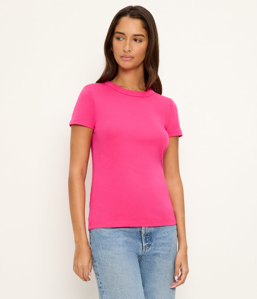 LEXY TEE in HOT Pink Full Body View #PINK PUNCH