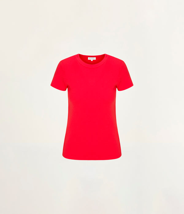 Lexy Tee in SAMBA RED Close up View #SAMBA