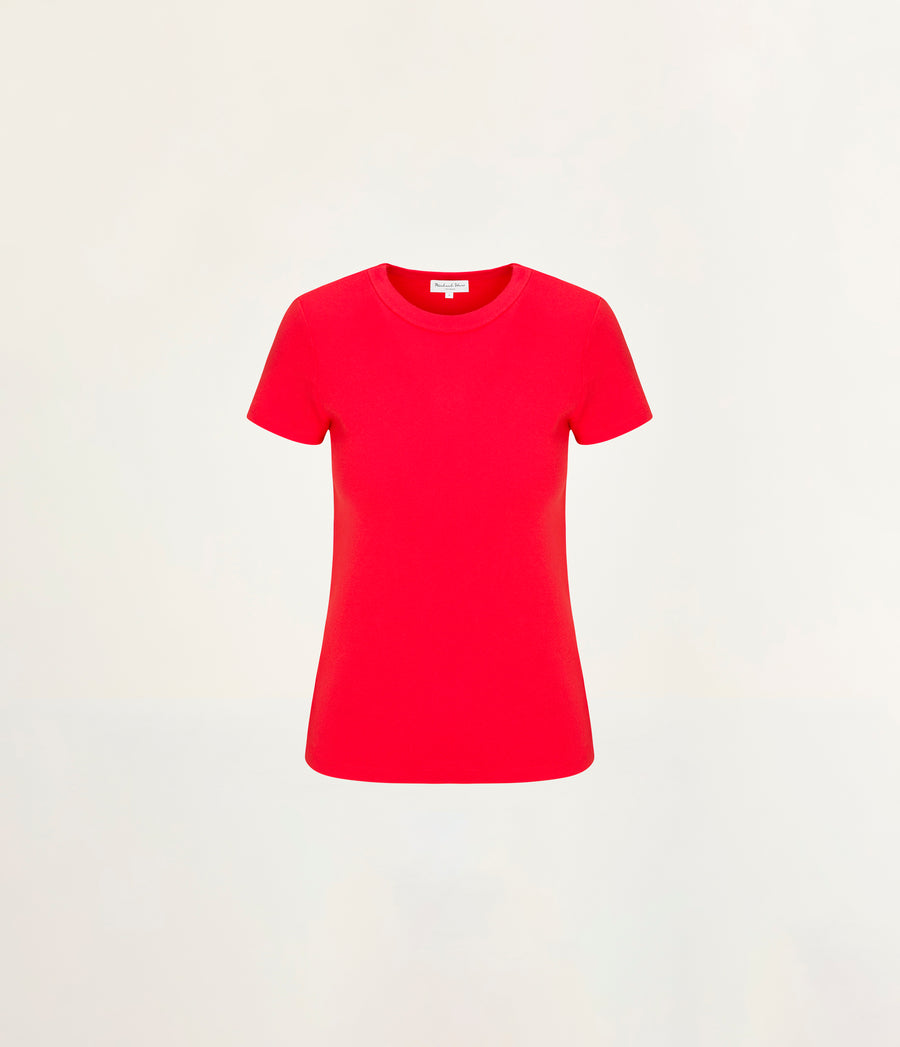 Lexy Tee in SAMBA RED Close up View #SAMBA