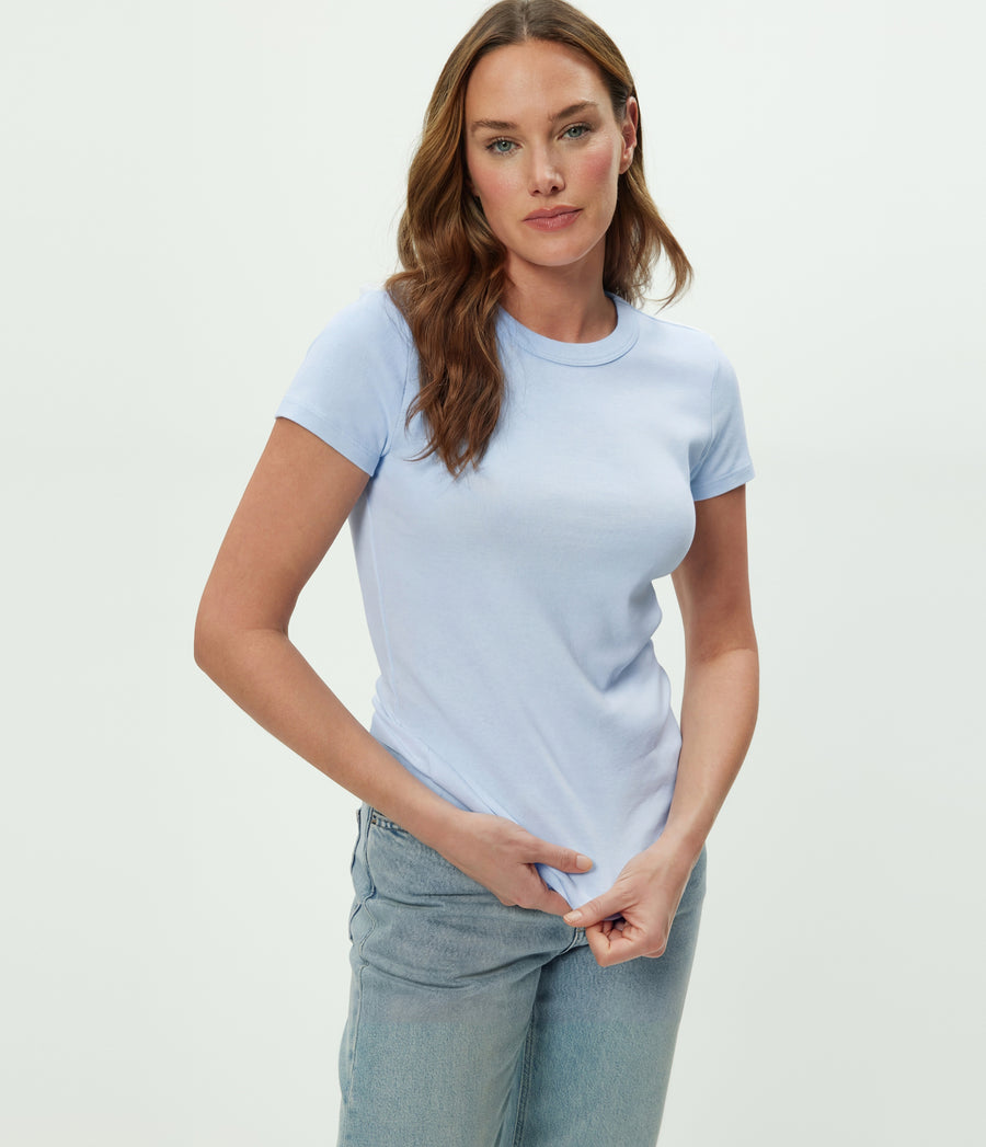 Lexy Tee in SPLASH Blue Close up View #SPLASH