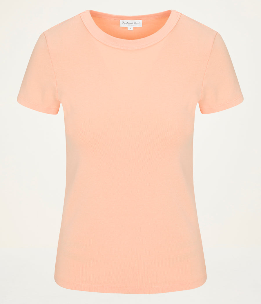 Lexy Tee in Tangerine Orange Close Up View  #TANGERINE
