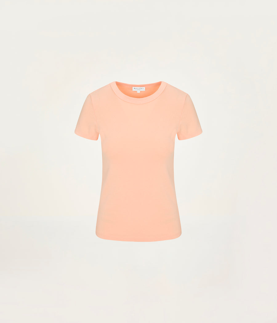 Lexy Tee in Tangerine Orange Close Up View  #TANGERINE