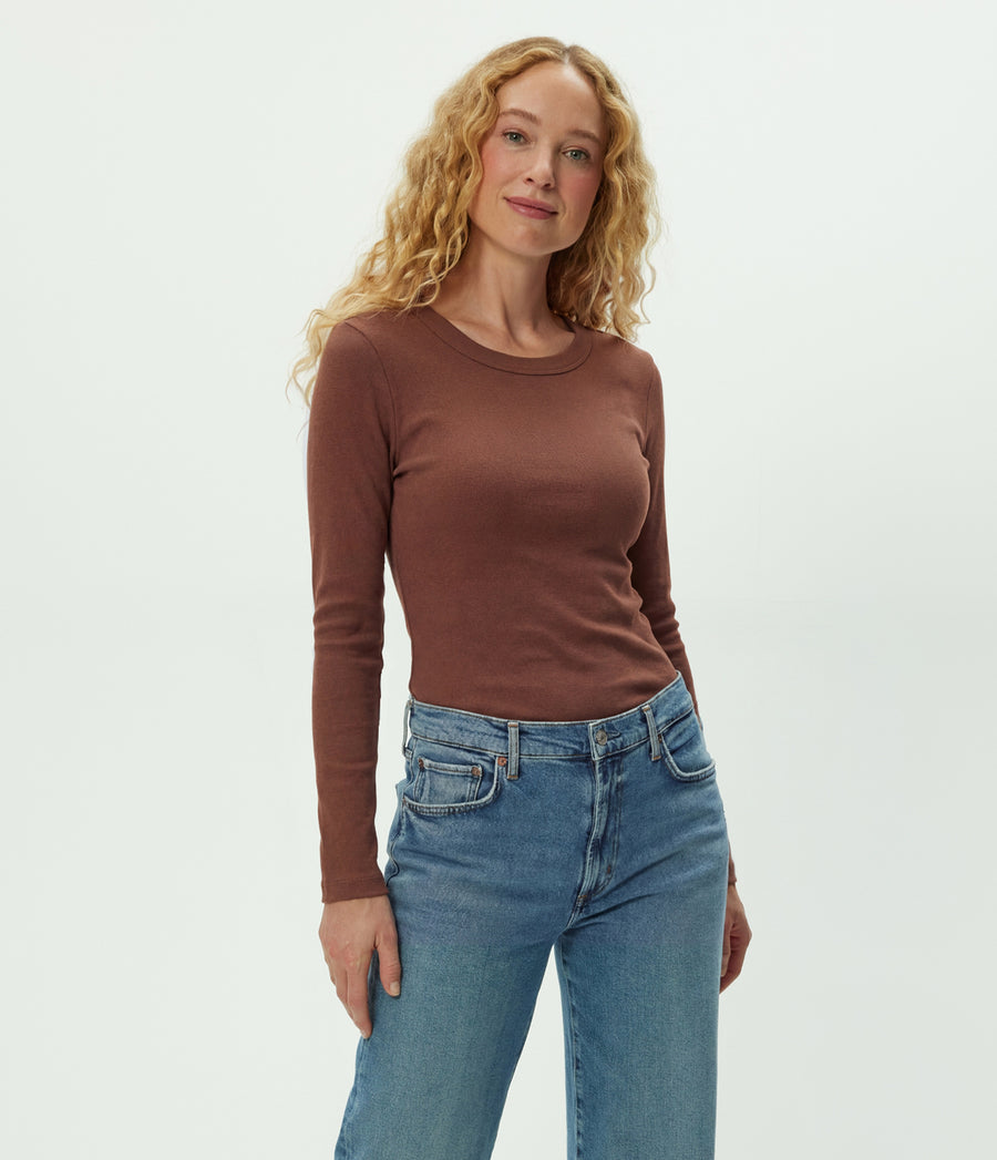 Nori Tee in Bark Brown Side View #BARK