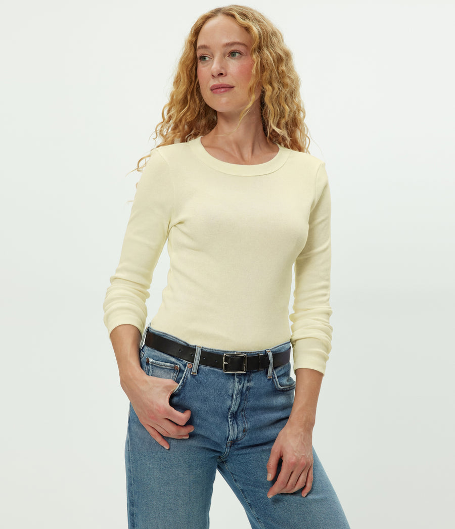 Nori Tee in BUTTERCUP Yellow Close Up View #BUTTERCUP