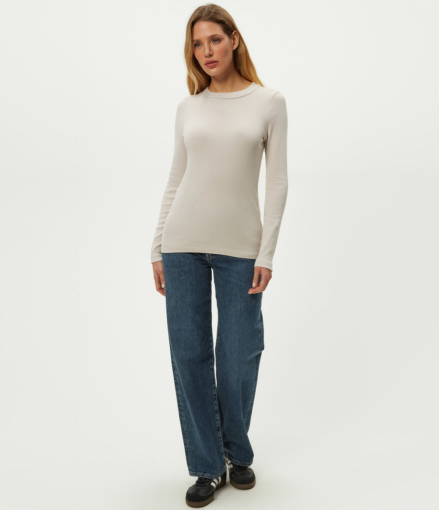Nori Tee in Cement Beige Full Body View #CEMENT