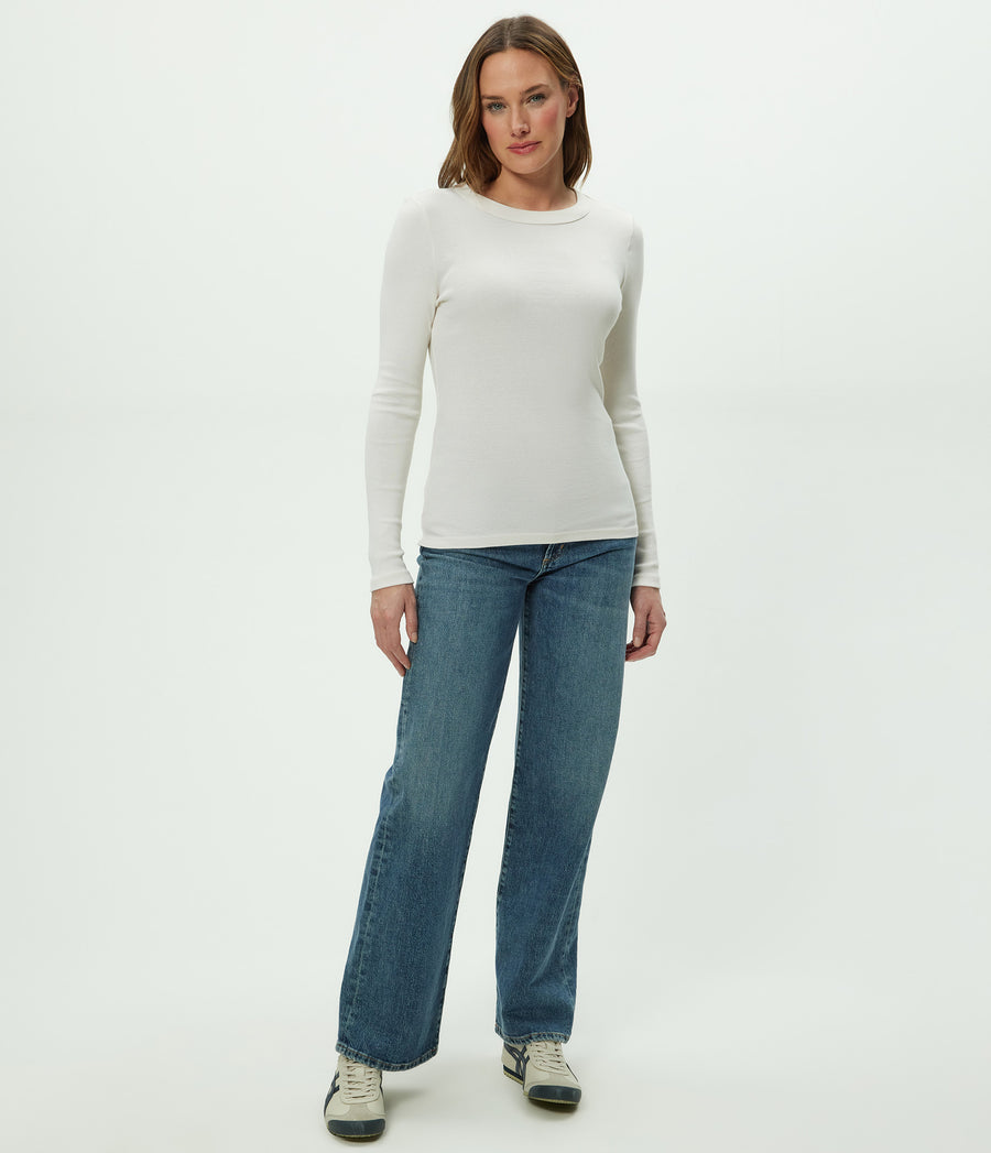 Nori Tee in Chalk White Full Body View #CHALK