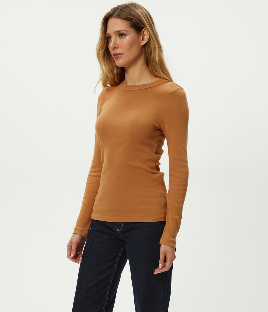 Nori Tee in Cumin Brown Side View #CUMIN