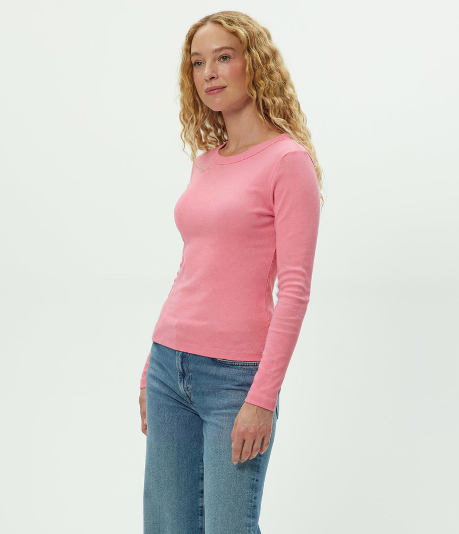 Nori Tee in DRAGONFRUIT Pink Side View #DRAGONFRUIT