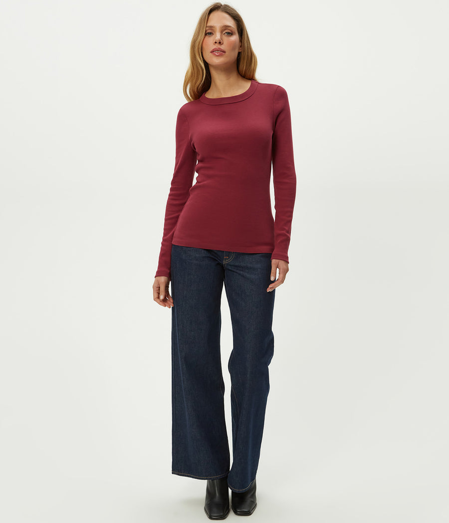 Nori Tee in Garnet Red Full Body View #GARNET