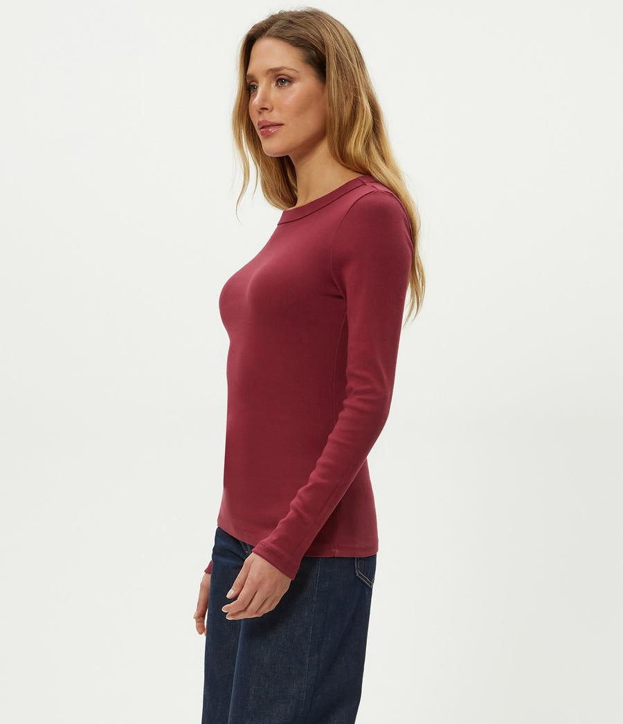Nori Tee in Garnet Red Side View #GARNET