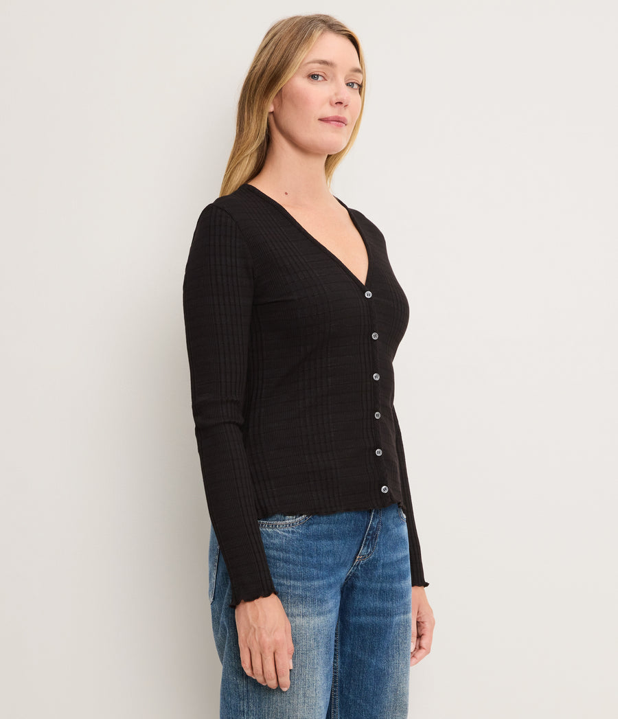 Zella Striped V-Neck Cardigan