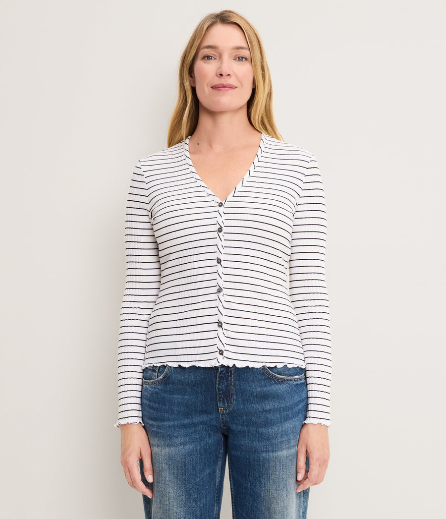 Zella Striped V-Neck Cardigan