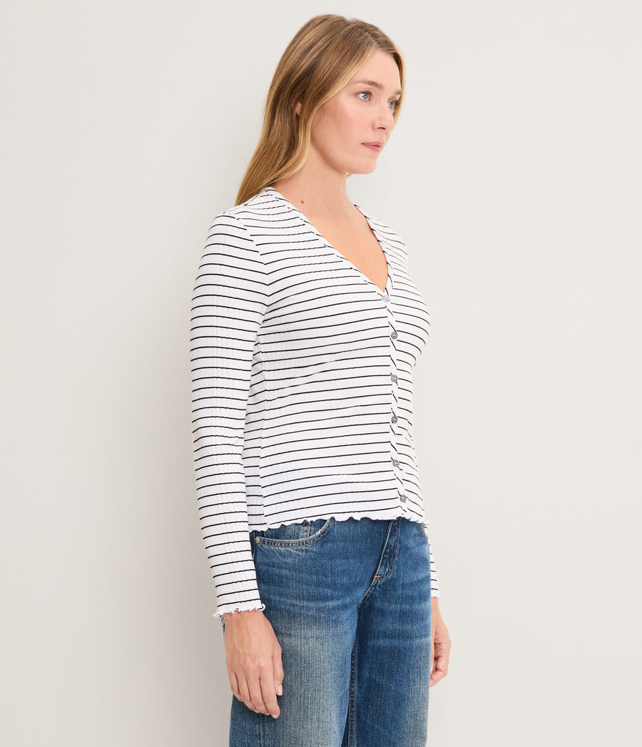 Zella Striped V-Neck Cardigan