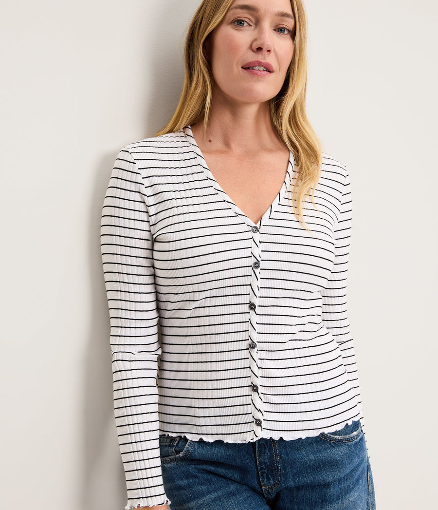 Zella Striped V-Neck Cardigan