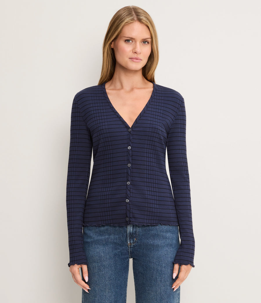Zella Striped V-Neck Cardigan