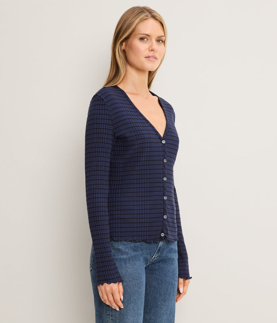 Zella Striped V-Neck Cardigan