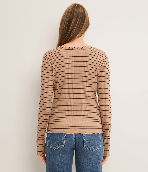 Zella Striped V-Neck Cardigan