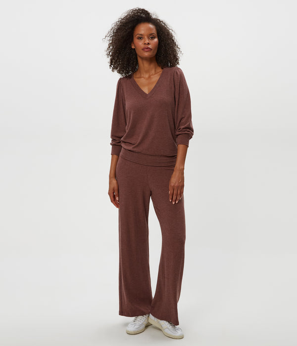 Jones Wide Leg Pantin ESPRESSO Brown Close Up View #ESPRESSO