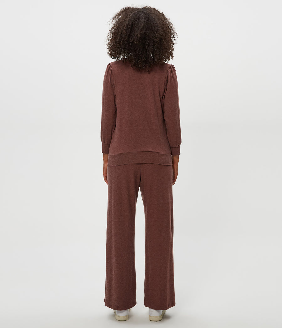 Jones Wide Leg Pant in ESPRESSO Brown Back View #ESPRESSO
