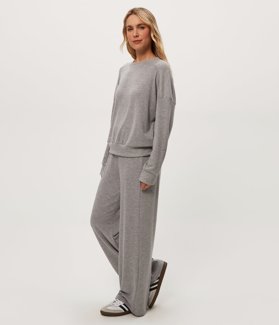 Jones Wide Leg Pant in Heather Grey Grey Side View #HEATHER GREY