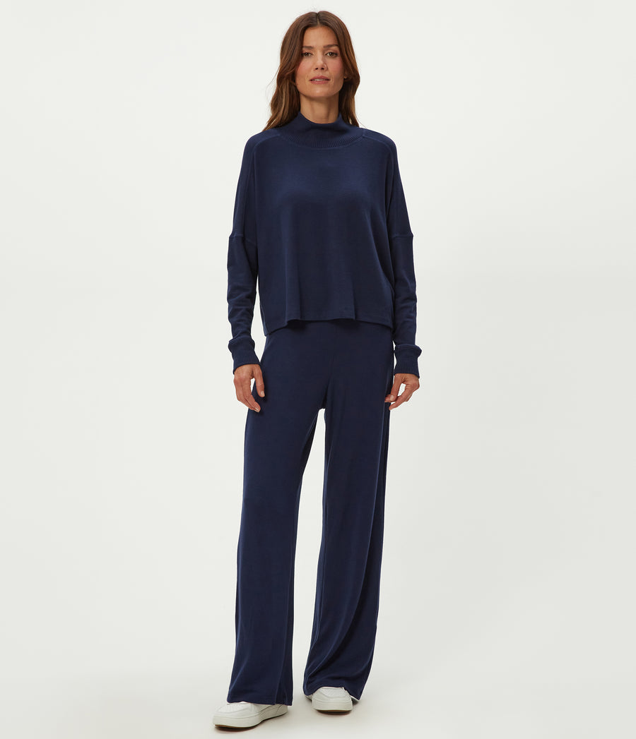 Jones Wide Leg Pant in Nocturnal Blue Full Body View #NOCTURNAL