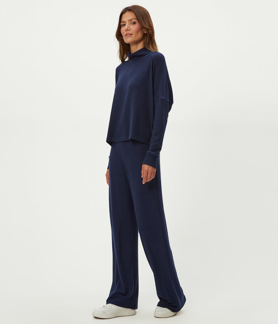 Jones Wide Leg Pant in Nocturnal Blue Side View #NOCTURNAL