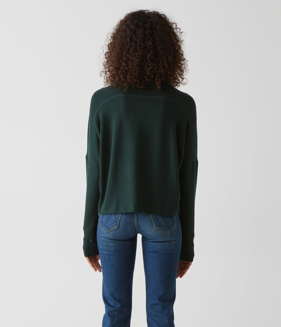 Frida Mock Neck Top in Balsam Green Back View #BALSAM