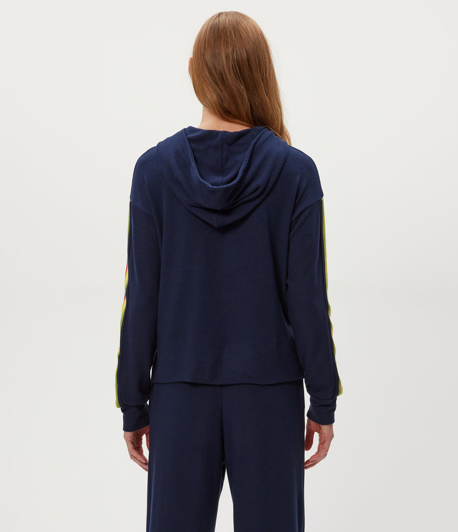 Taryn Striped Hoodie in Nocturnal Blue Back View #NOCTURNAL