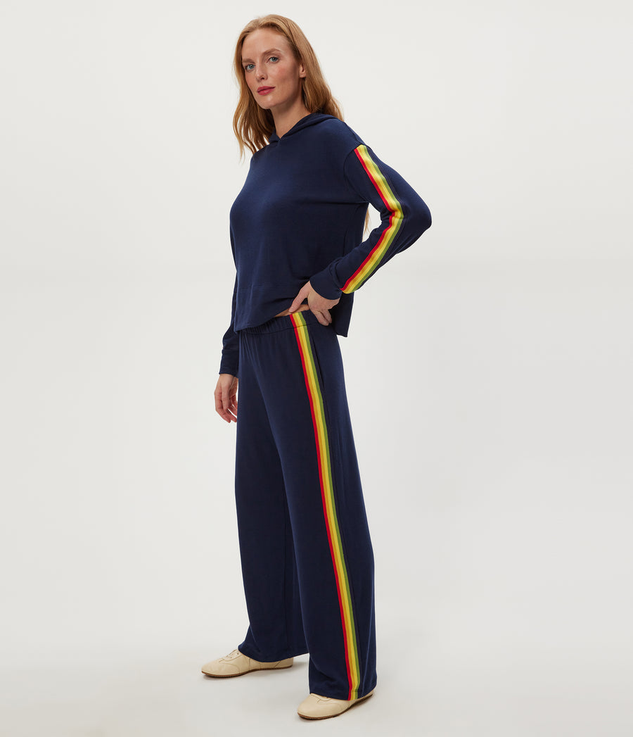 Judy Striped Track Pant in Nocturnal Blue Side View #NOCTURNAL