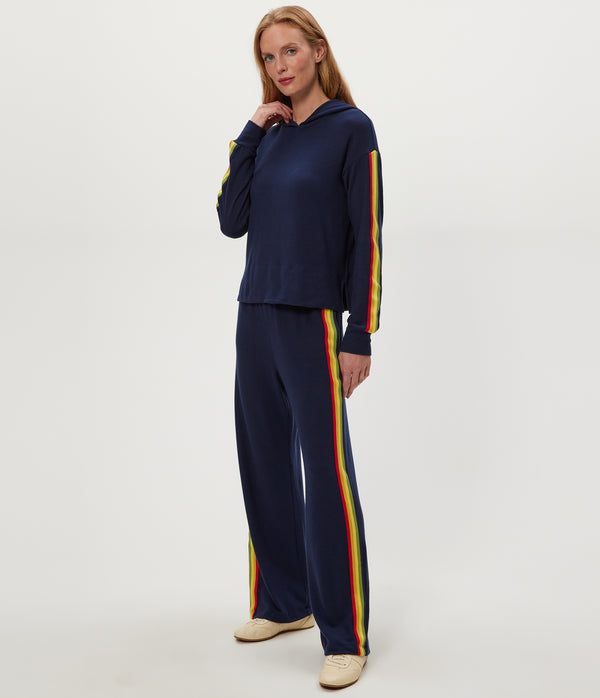 Judy Striped Track Pant in Nocturnal Blue Full Body View #NOCTURNAL