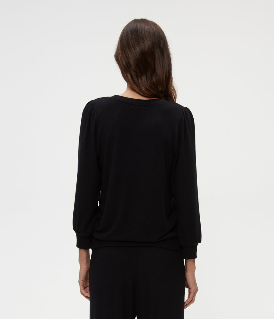 Gabriella V-Neck Top in Black  Back View #BLACK