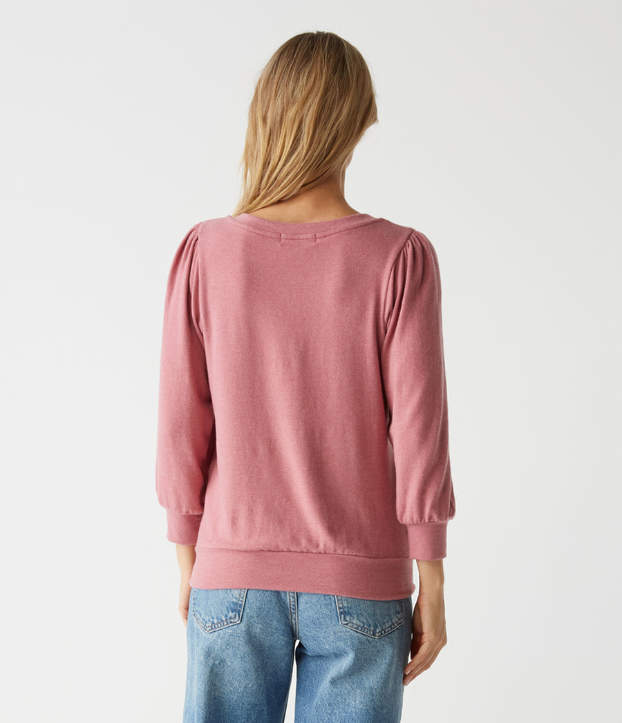 Gabriella V-Neck Top in BERRYWOOD Pink Back View #BERRYWOOD