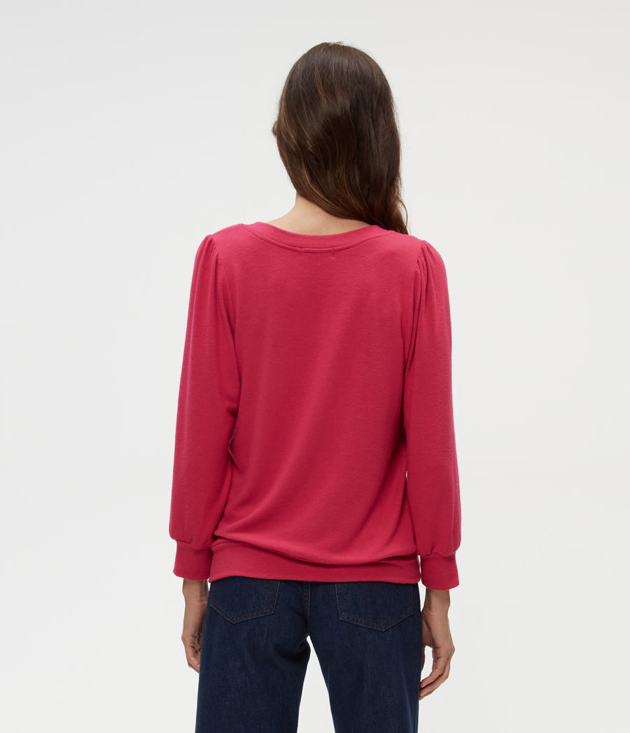 Gabriella V-Neck Top in Dark Voltage Pink Back View #DARK VOLTAGE