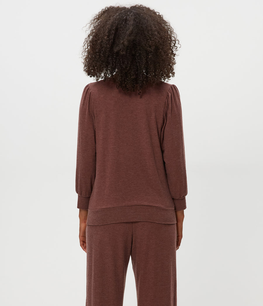 Gabriella V-Neck Top in ESPRESSO Brown Back View #ESPRESSO