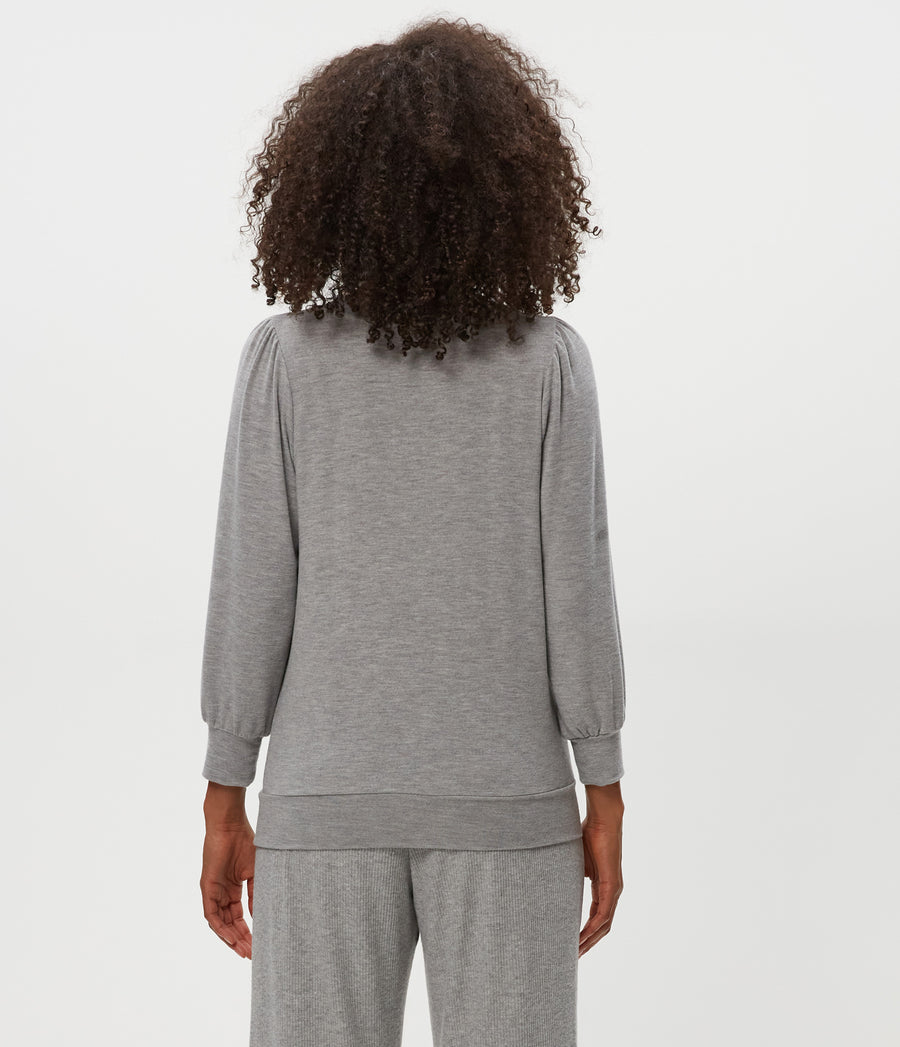 Gabriella V-Neck Top in Heather Grey Grey Back View #HEATHER GREY
