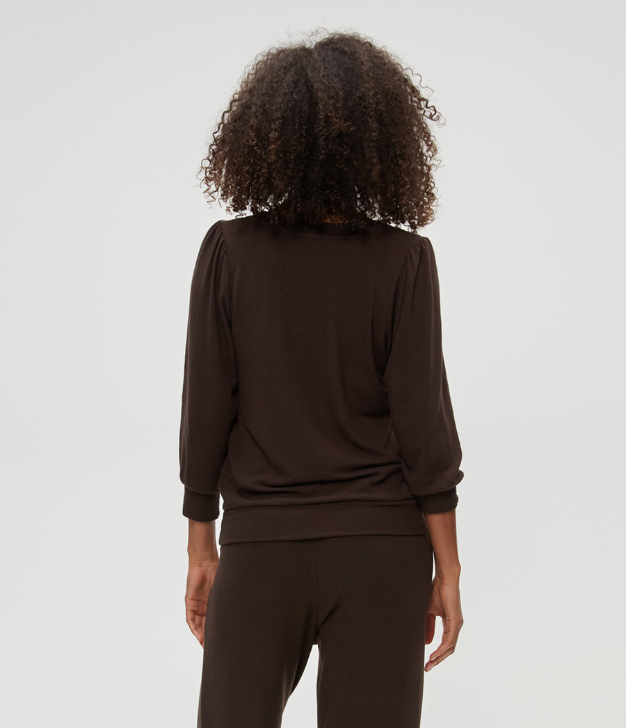 Gabriella V-Neck Top in Java Brown Back View #JAVA