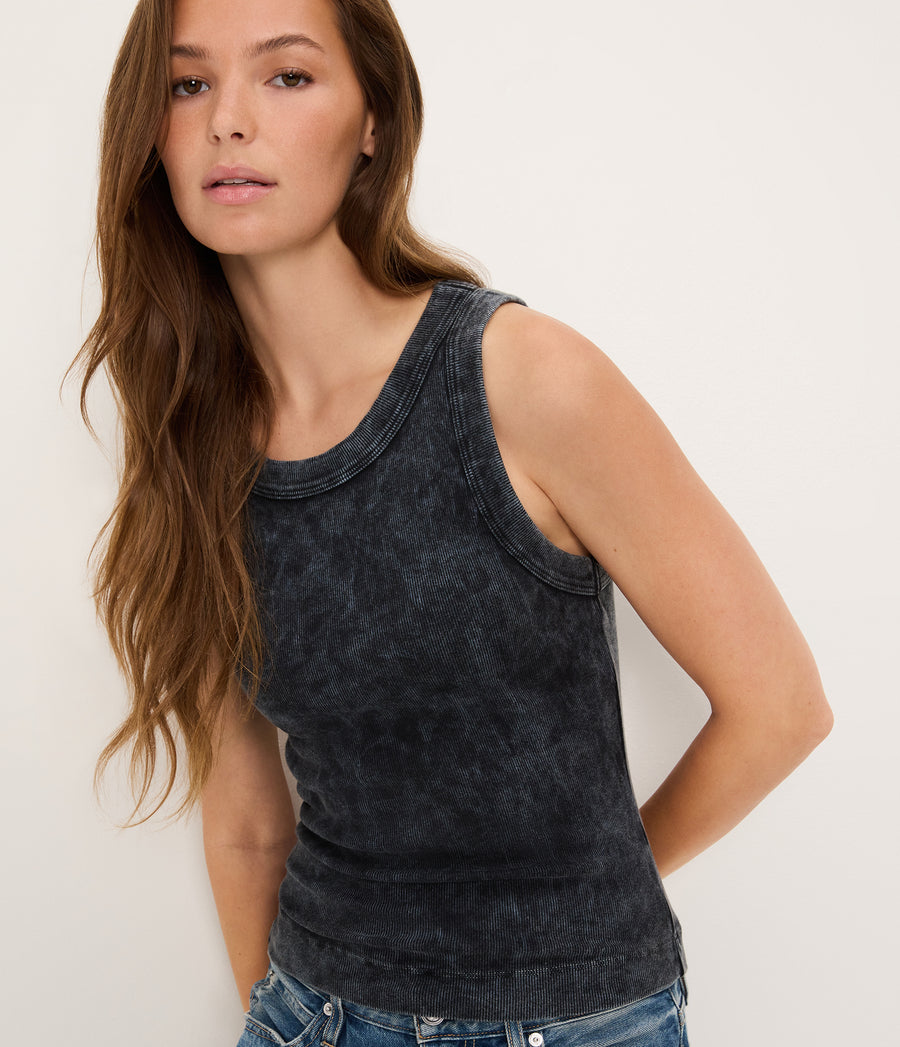 Gina Mineral Wash Crop Tank BLK / XL #BLACK