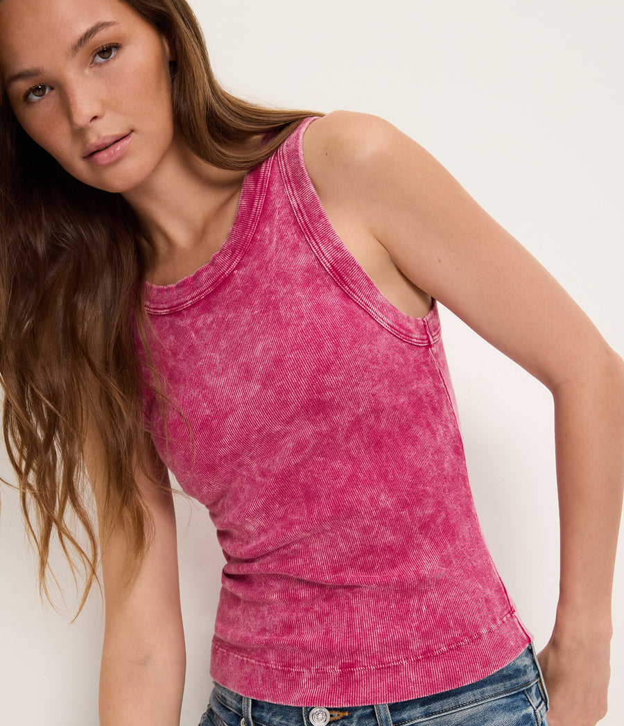 Gina Mineral Wash Crop Tank FRS / XL #FRENCH ROSE